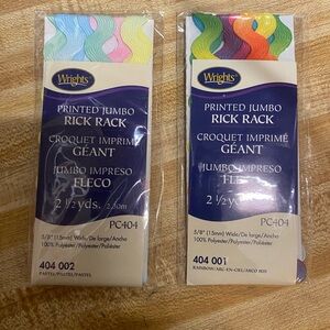 Wright's Printed Jumbo Rick Rack Lot (2) - Pastel and Rainbow NEW